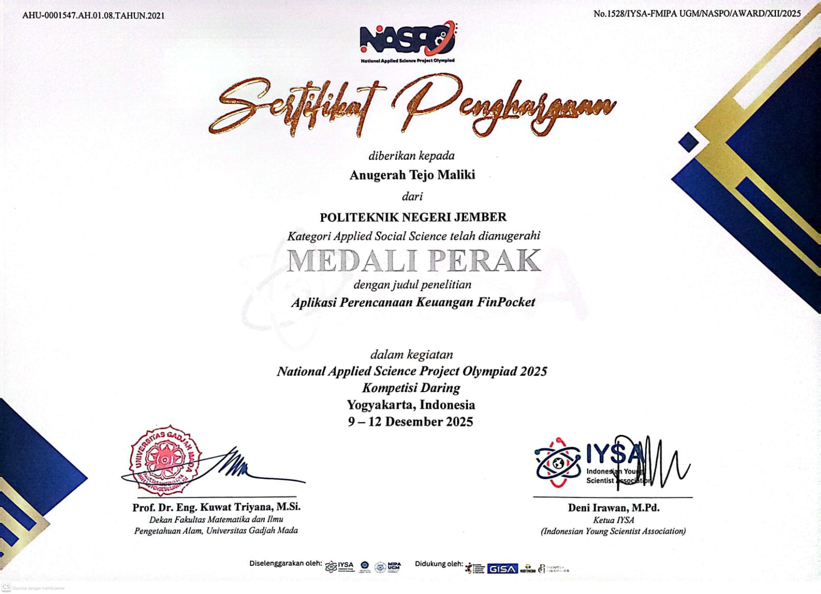 Juara 2 NASPO Kategori  Applied Social Science